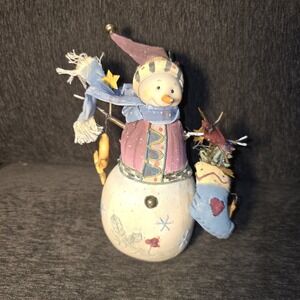 Whimsical Fabric Snowman Figurine Christmas Holiday Decoration Shelf Sitter